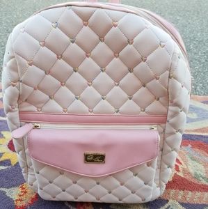 Betsey Johnson white heart rainbow backpack